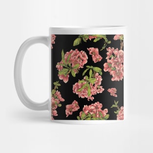 Watercolor quince branch on black Mug